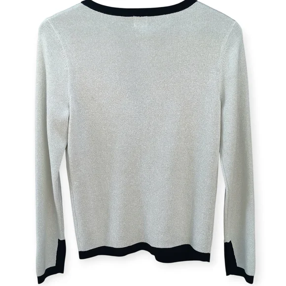 A New Day Metallic Silver Cardigan with Black Trim – Size S - Picture 5 of 6